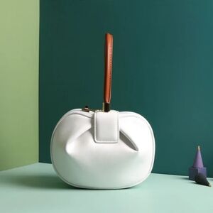 Elegant White Handbag with Tan Handle